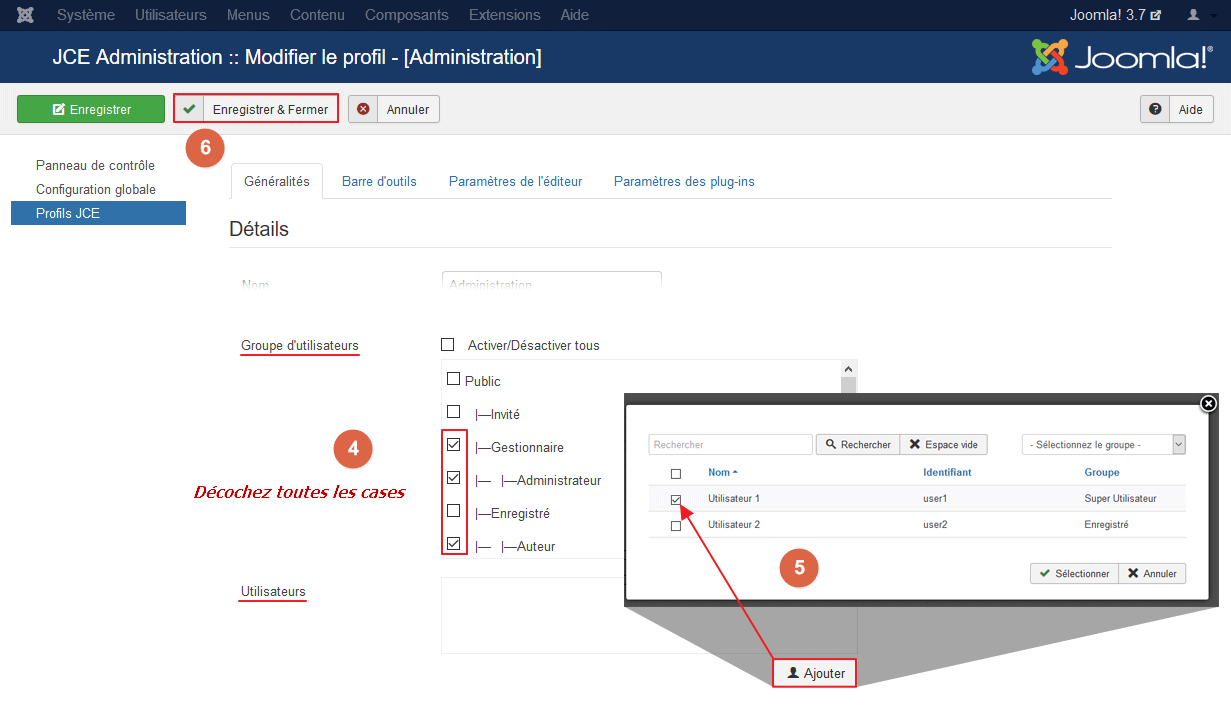 Attribuer le profil à un utilisateur