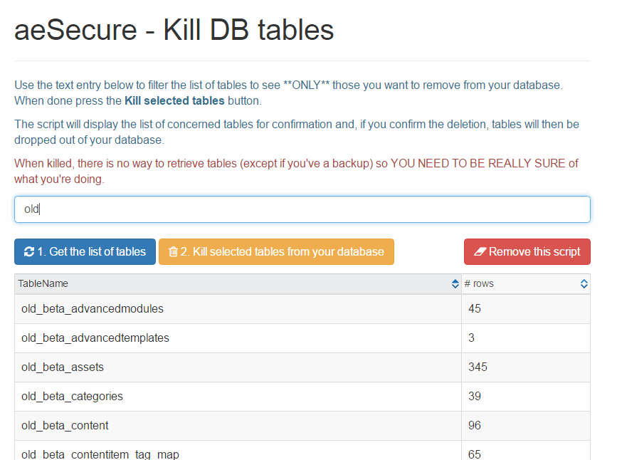 kill_db_tables